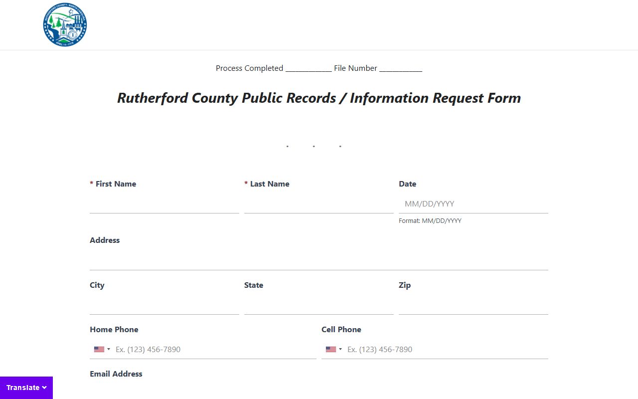 Rutherford County jail mugshots public records request form
