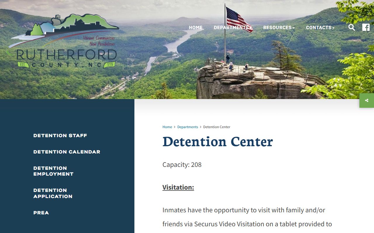 Rutherford County Detention Center inmate custody information page